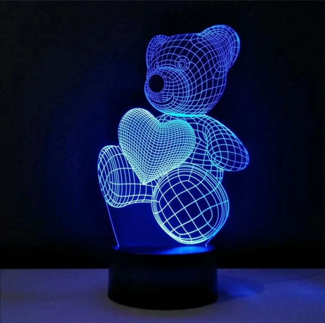 Светильник-ночник 3D, LED мишка, светодиодный