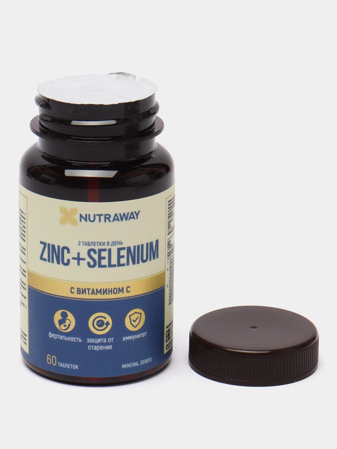 БАД к пище Nutraway Цинк + селен, с витамином C, 60 таблеток