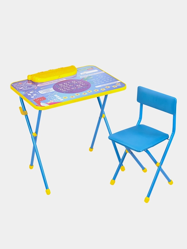 Комплект детской мебели голубой КОСМОС: cтол + стул, пенал, BRAUBERG NIKA KIDS, 532634
