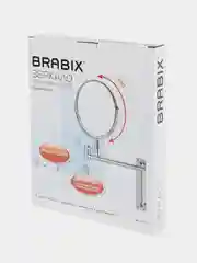 Зеркало настенное BRABIX, д.17см, двухстор., с увеличением, нерж. сталь, выдвижное (петли)