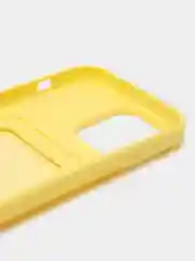 Желтый чехол силиконовый для iPhone 7/8/SE/11/12/13/14/15/Plus/Pro Max, с карманом для карты