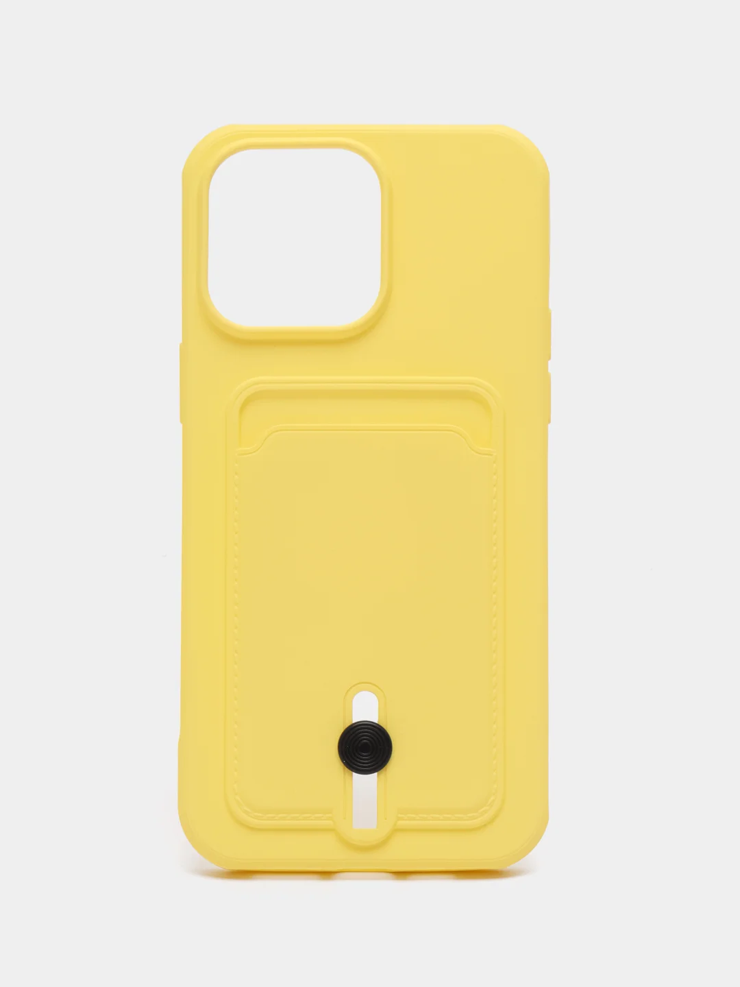 Желтый чехол силиконовый для iPhone 7/8/SE/11/12/13/14/15/Plus/Pro Max, с карманом для карты