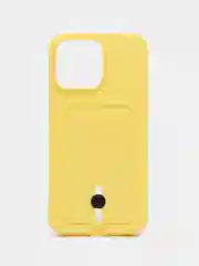 Желтый чехол силиконовый для iPhone 7/8/SE/11/12/13/14/15/Plus/Pro Max, с карманом для карты
