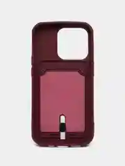 Бордовый чехол силиконовый для iPhone 7/8/SE/11/12/13/14/15/Plus/Pro Max, с карманом для карты