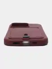 Бордовый чехол силиконовый для iPhone 7/8/SE/11/12/13/14/15/Plus/Pro Max, с карманом для карты