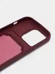 Бордовый чехол силиконовый для iPhone 7/8/SE/11/12/13/14/15/Plus/Pro Max, с карманом для карты