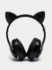 Черный наушники беспроводные Bluetooth, с кошачьими светящимися ушками