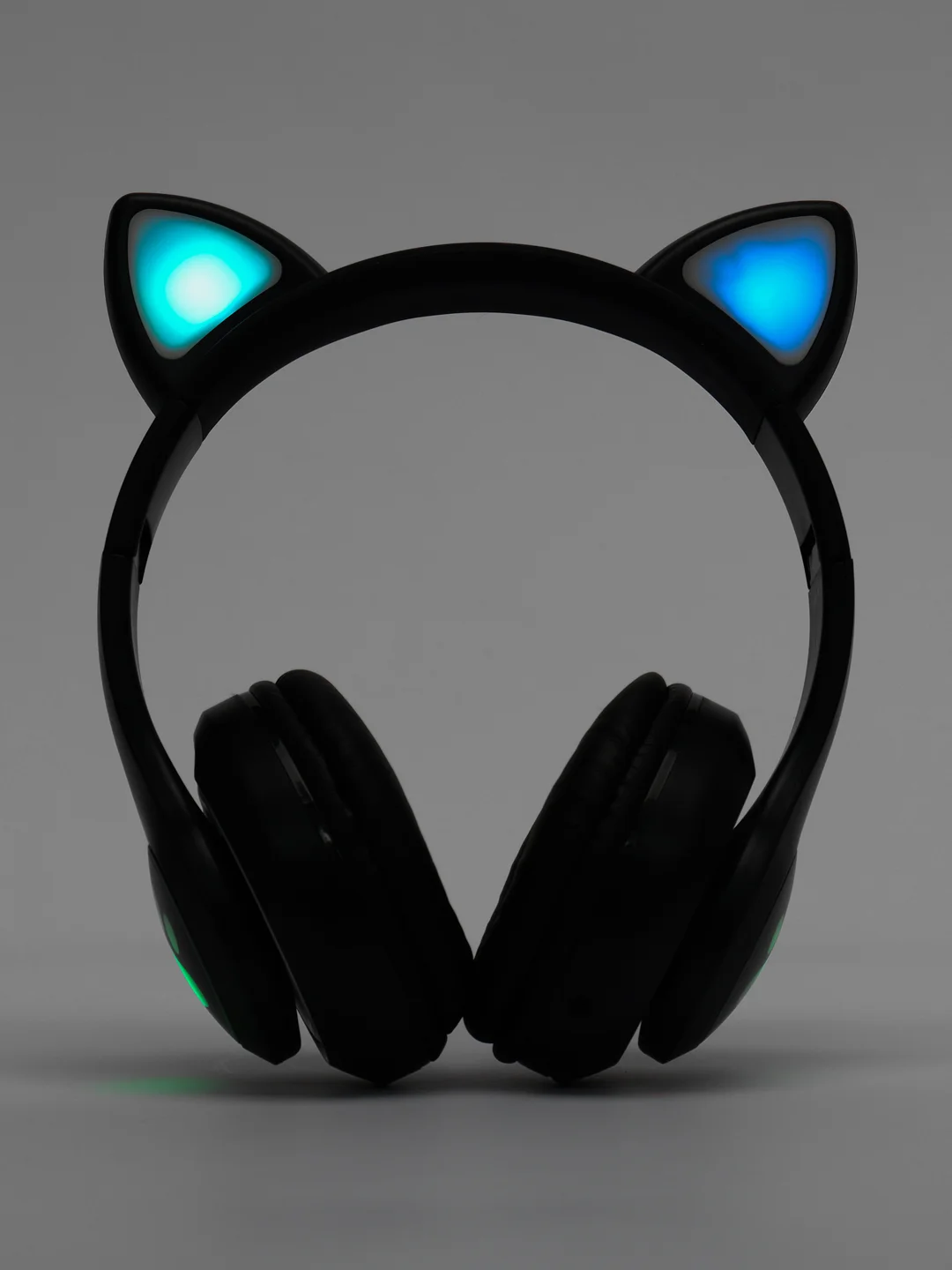 Черный наушники беспроводные Bluetooth, с кошачьими светящимися ушками