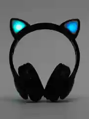 Черный наушники беспроводные Bluetooth, с кошачьими светящимися ушками