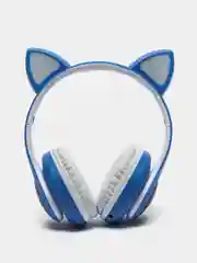 Голубой наушники беспроводные Bluetooth, с кошачьими светящимися ушками
