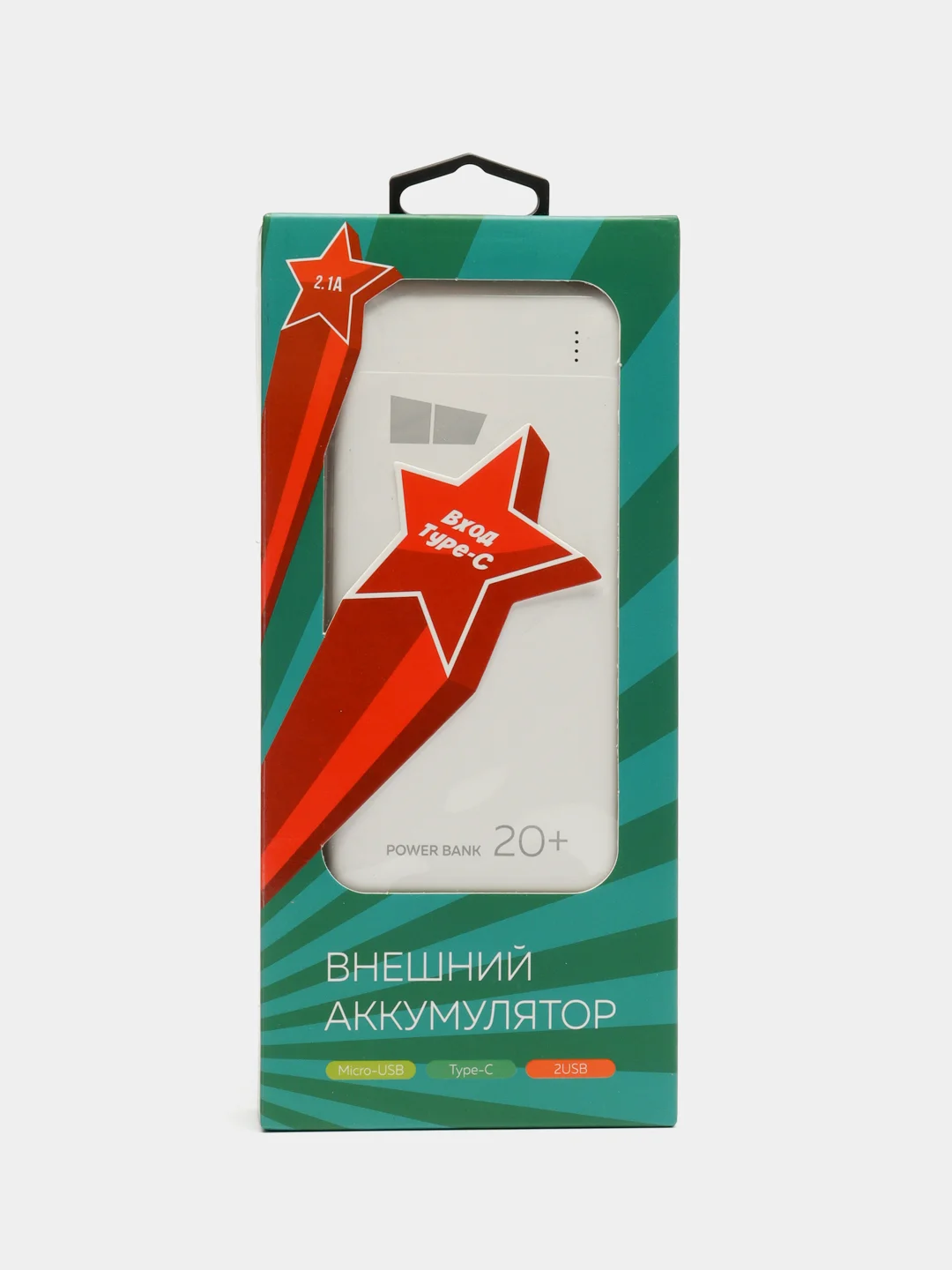 Белый внешний аккумулятор More choice, 20000 mah, PB33-20 с фонариком