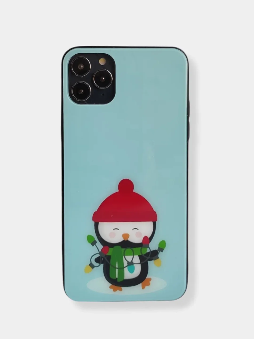 Бирюзовый чехол накладка c новогодним рисунком принтом картинкой для iPhone 11 pro max 11 pro xs max
