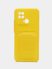 Желтый чехол для Xiaomi Redmi 10C / Poco C40, Сяоми Редми 10С силиконовый, с карманом для карты
