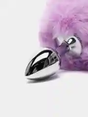 Лавандовый анальная БДСМ-пробка, с хвостиком зайчика, 10 см