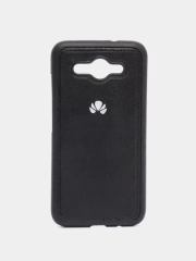 Силиконовый чехол с кожаной вставкой на Huawei Y3 2017