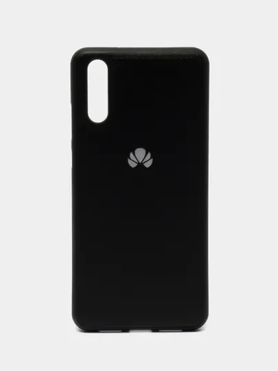 Черный силиконовый чехол на Huawei P20, с кожаной вставкой