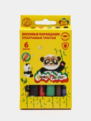 Восковые карандаши трехгранные, 6 цветов 10 см