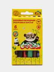 Восковые карандаши трехгранные, 6 цветов 10 см