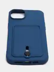 Синий чехол силиконовый для iPhone 7/8/SE/11/12/13/14/15/Plus/Pro Max, с карманом для карты
