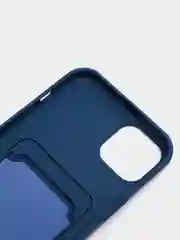 Синий чехол силиконовый для iPhone 7/8/SE/11/12/13/14/15/Plus/Pro Max, с карманом для карты