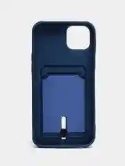 Синий чехол силиконовый для iPhone 7/8/SE/11/12/13/14/15/Plus/Pro Max, с карманом для карты