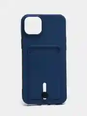Синий чехол силиконовый для iPhone 7/8/SE/11/12/13/14/15/Plus/Pro Max, с карманом для карты