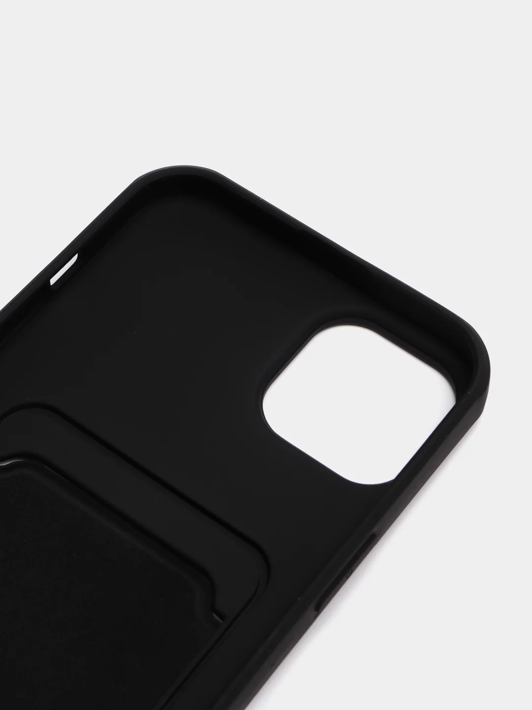 Черный чехол силиконовый для iPhone 7/8/SE/11/12/13/14/15/Plus/Pro Max, с карманом для карты