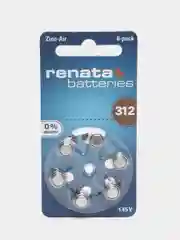 Батарейки Renata 312, ZA312, PR41, B3124, AC312E, 312AU для слуховых аппаратов 6 штук