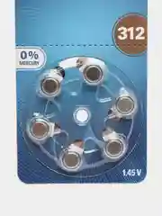 Батарейки Renata 312, ZA312, PR41, B3124, AC312E, 312AU для слуховых аппаратов 6 штук