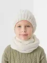 Белый комплект шапка снуд для девочки