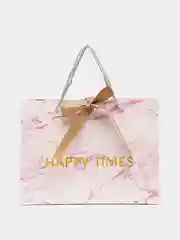 Голубой подарочный пакет с мраморным принтом "Happy times"