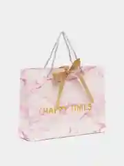 Голубой подарочный пакет с мраморным принтом "Happy times"