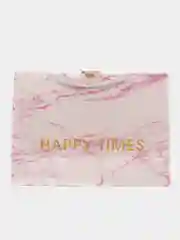 Голубой подарочный пакет с мраморным принтом "Happy times"