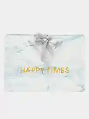 Голубой подарочный пакет с мраморным принтом "Happy times"