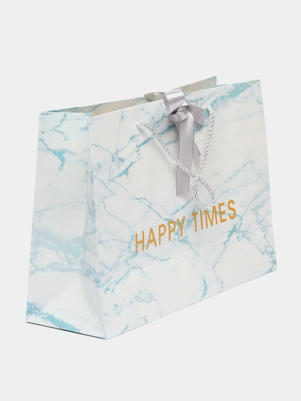 Подарочный пакет с мраморным принтом "Happy times"