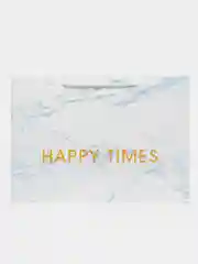 Голубой подарочный пакет с мраморным принтом "Happy times"
