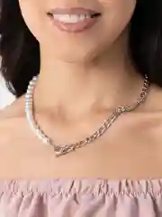 Серебряный цепочка с жемчугом