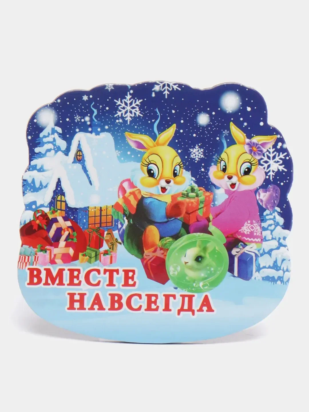 Бежевый меланж магнит новогодний "Символ года 2023", кролик, заяц