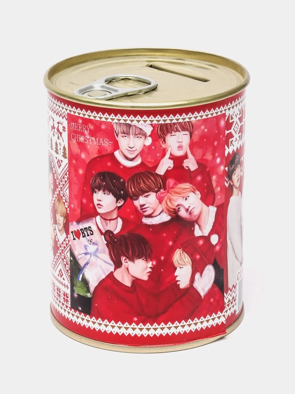 Копилка для денег, монет и купюр "BTS" новогодняя