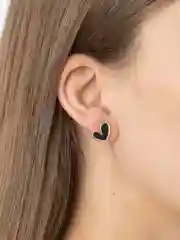 Черный серьги "Сердечки"