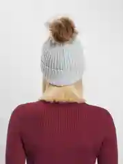 Серый металлик шапка с помпоном
