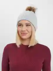 Серый металлик шапка с помпоном