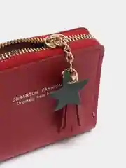 Красный компактный женский кошелек из экокожи, 8 цветов
