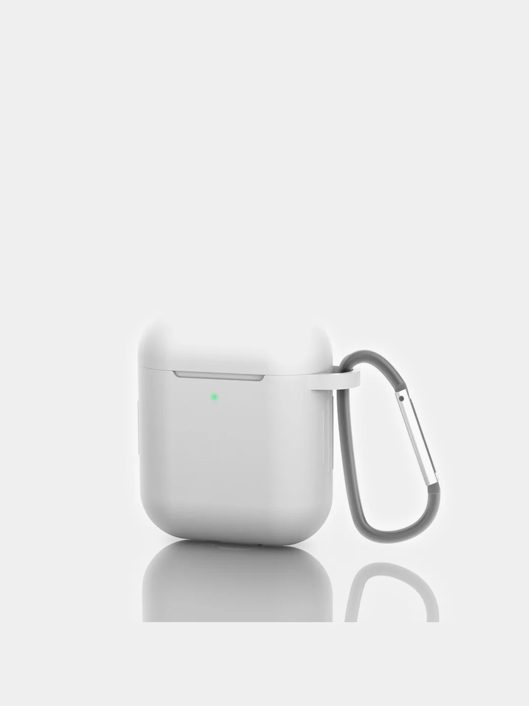 Белый чехол для беспроводных наушников AirPods 1/2 (с карабином)силиконовый