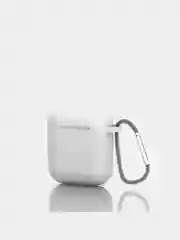 Белый чехол для беспроводных наушников AirPods 1/2 (с карабином)силиконовый