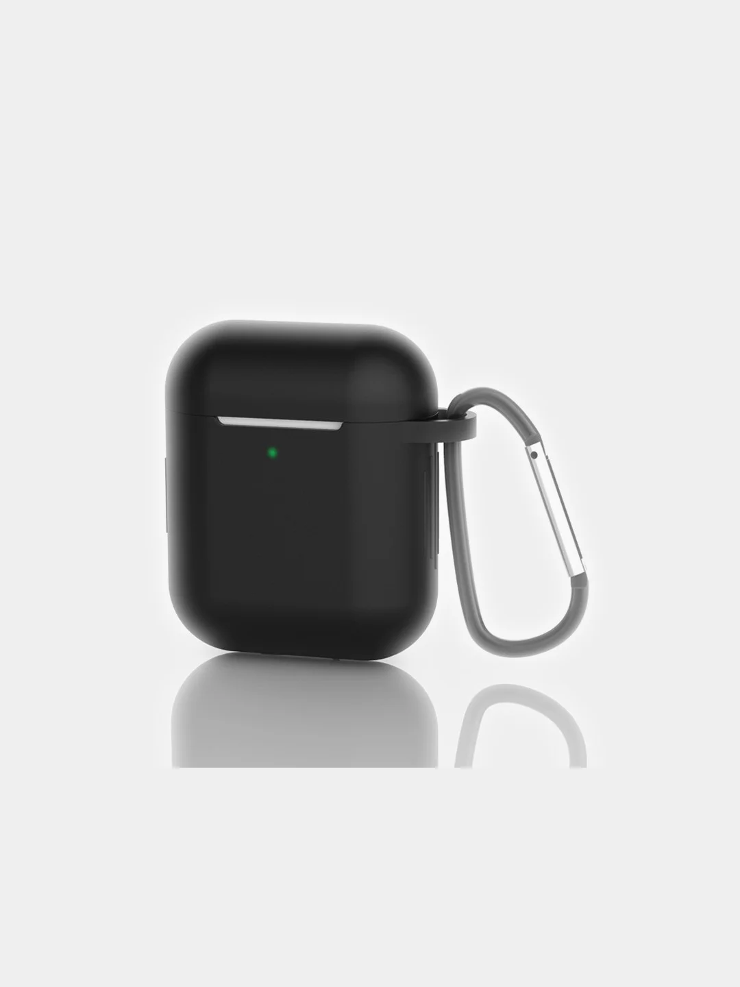 Белый чехол для беспроводных наушников AirPods 1/2 (с карабином)силиконовый
