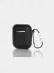 Белый чехол для беспроводных наушников AirPods 1/2 (с карабином)силиконовый