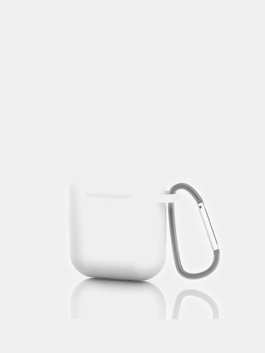 Белый чехол для беспроводных наушников AirPods 1/2 (с карабином)силиконовый