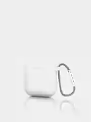 Белый чехол для беспроводных наушников AirPods 1/2 (с карабином)силиконовый