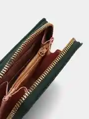 Тёмно-зелёный компактный женский кошелек из экокожи, 8 цветов